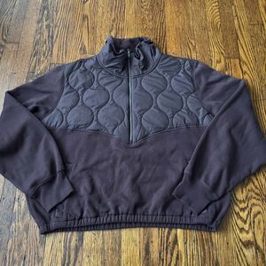 Abercrombie & Fitch Women's XL Soft AF Cozy Quilted Quarter Zip Pullover Brown